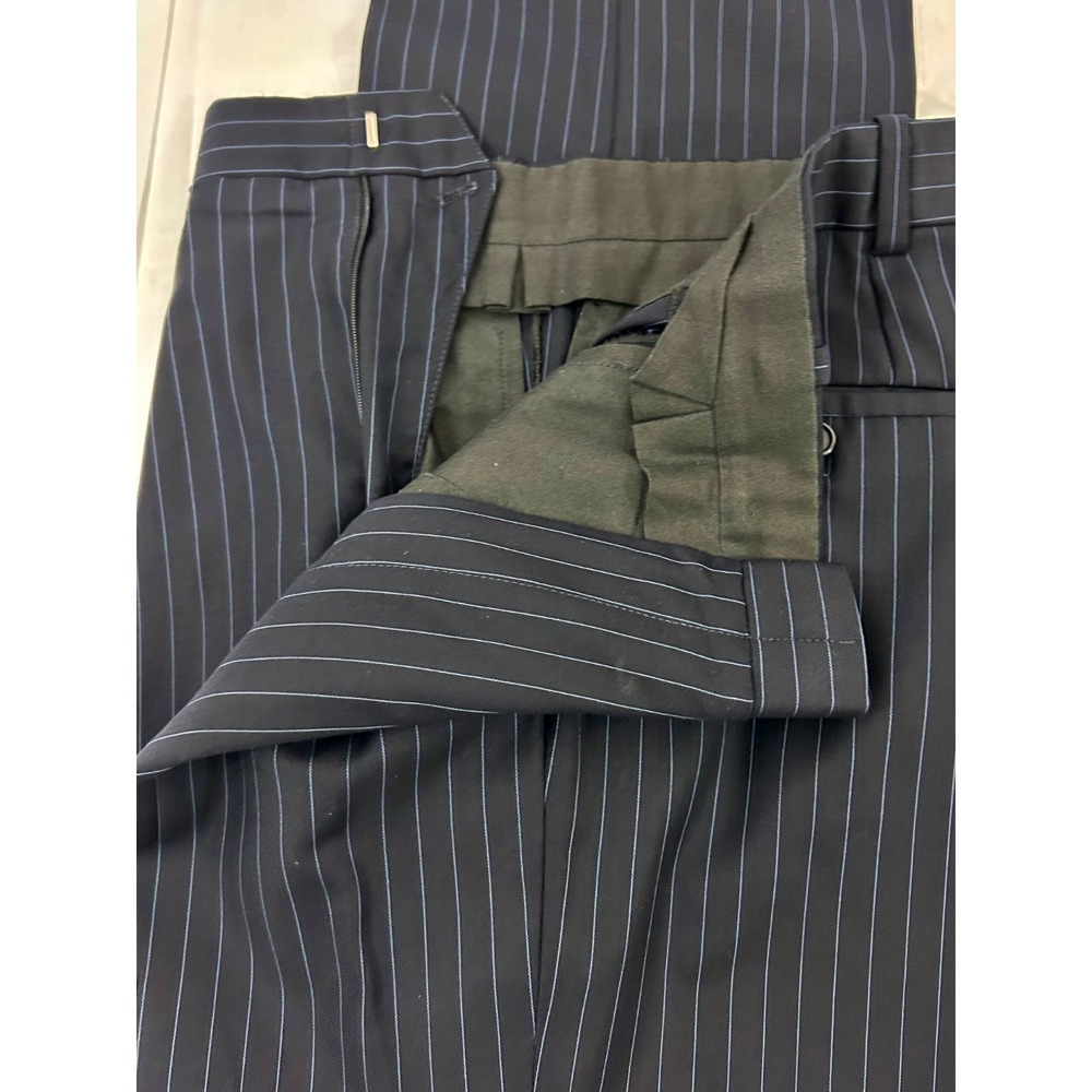 Nick Lopez Navy Blue Wool Pinstripe Pleated 2-Bt Suit Size 44R - Picture 8 of 16